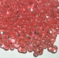 25 grams of 3x7mm Silver Lined Coral Farfalle Seed Beads